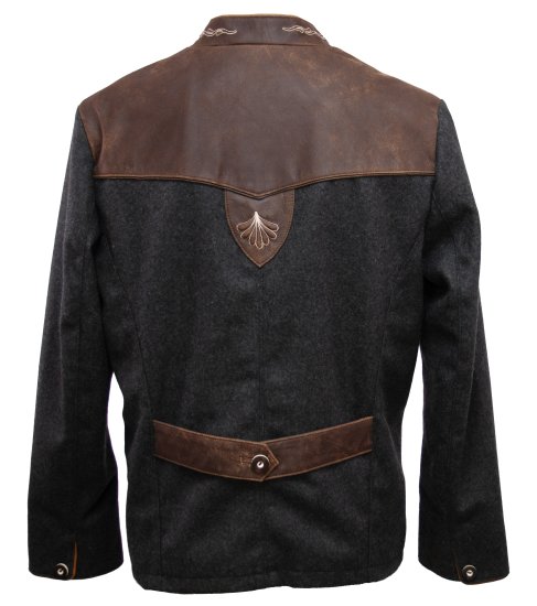 modischer Walkjanker Janker Trachtensakko Landhausstil anthra bestickt MADDOX